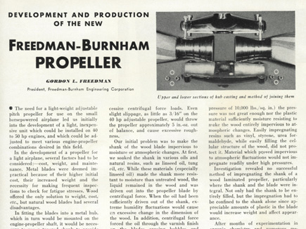 Freedman Burnham Propeller, June 1939-73